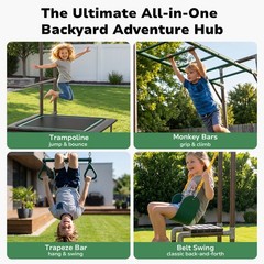 Heavy Duty Jungle Gym Playset Monkey Bars Swing Set Trapeze Bar for Kids 550lbs