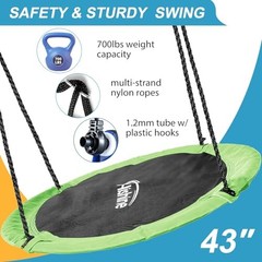 43 inch Saucer Tree Swing for Kids,Flying Round Swing Heavy Duty, Green