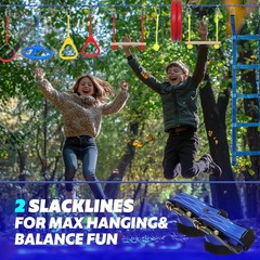 Ninja Warrior Obstacle Course for Kids Backyard – 2×50Ft Slackline Kit