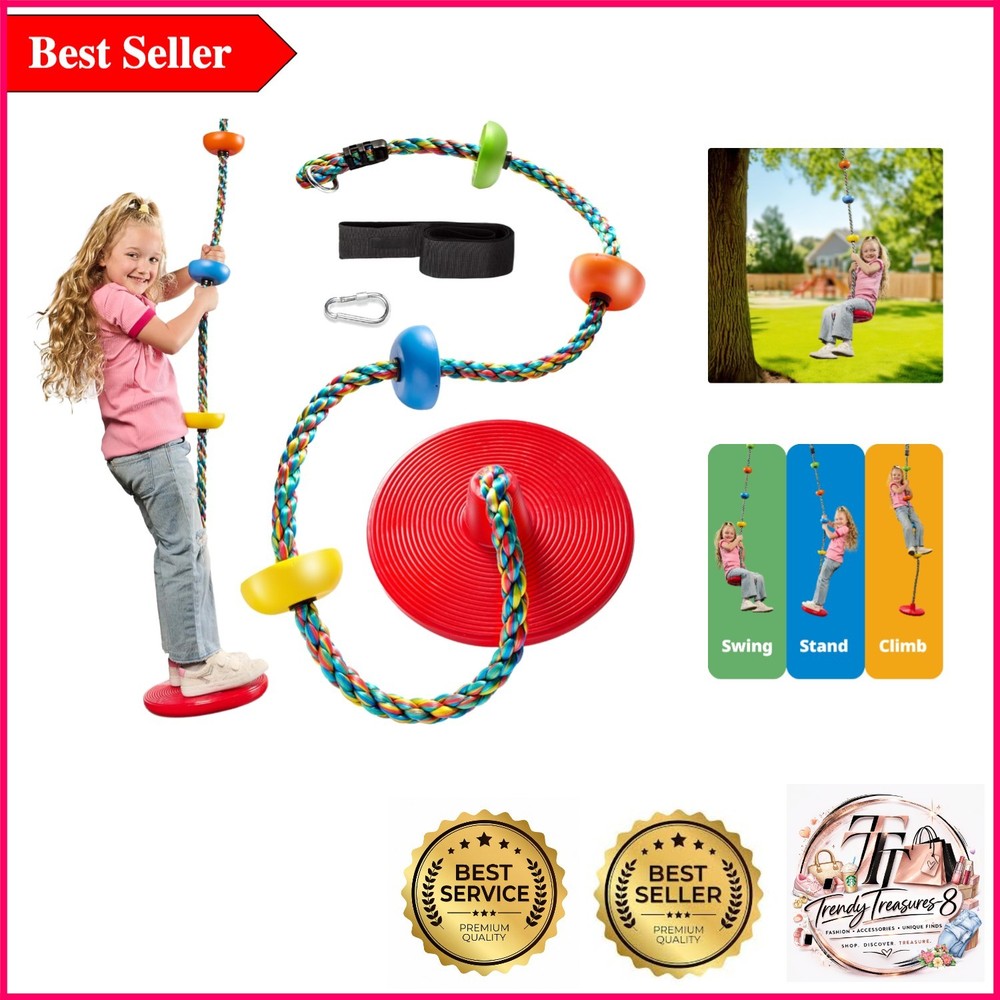 Kids’ Rainbow Tree Swing Set with Climbing Rope & Accessories
