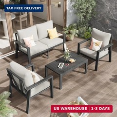 4-Piece Aluminum Outdoor Patio Furniture Sets All-Weather Patio Conversation Set