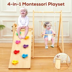 4-in-1 Foldable Montessori Swing & Slide Gym