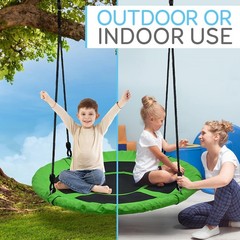 SereneLife Saucer Swing with Tree Hang Kit, 40” Outdoor 40″ Saucer, Green