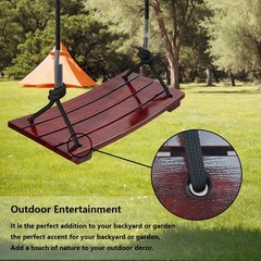 Wooden Swing Seat Hanging, Nostalgic Outdoor for Kids Adults, Height Adjustable