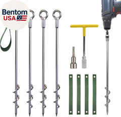 18-Inch Heavy Duty Ground Anchors Screw In, 4 Pack Earth Anchor Kit with Manual