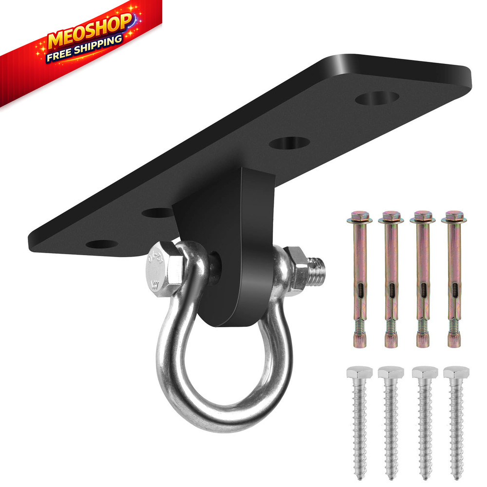 Heavy Bag Hangers Brackets, 4 Holes Ceiling Anchor without Swivel, Black