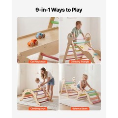 Pikler Triangle Montessori Set — Solid Wood Climber, 150lb, Foldable, Indoor