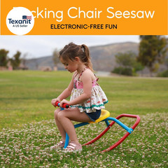 Kids Indoor Single Rocking Seesaw, Safety-Stable Wide Base Rocker for Ages 3 4 5