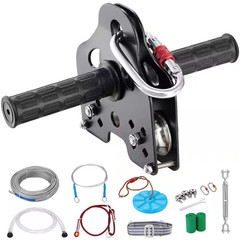 Zipline Trolley 60 Ft. Slacker Zip Line Kit with Seat, Brake and Steel Trolley f