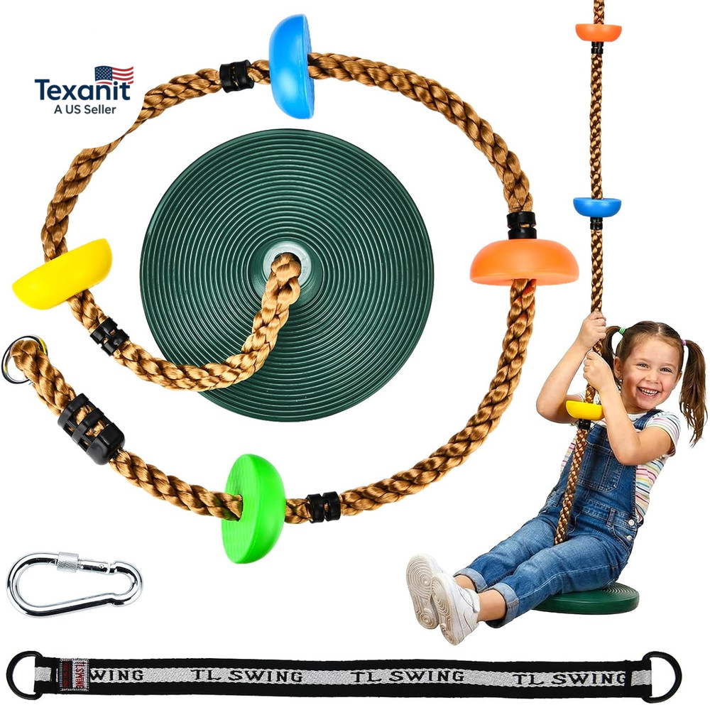 Tree Swing for Kids 330LB Capacity, Climbing Rope with Platforms and Disc Swing