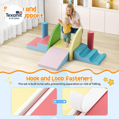 Foam Climbing Blocks for Toddlers 1-3, 8Pcs Soft Play Set with Crawling Explorat