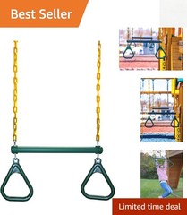 20-Inch Trapeze Swing Bar with Comfortable Gymnastic Rings for Kids