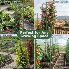 Halatool 4 Pack 72″ Extra Tall Square Tomato Cages, Heavy Duty Metal Plant Suppo