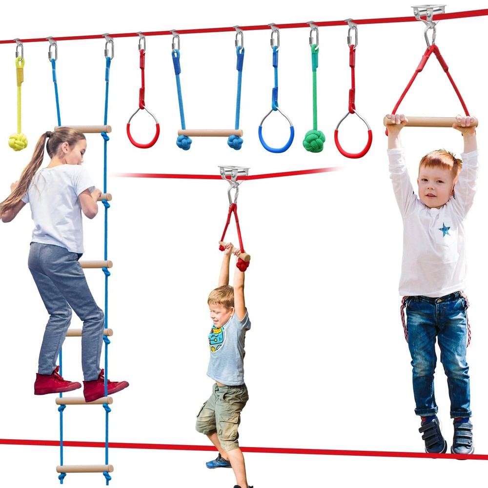 Tirolesa exterior para patio trasero para niños, resistente y duradera, US NUEVO