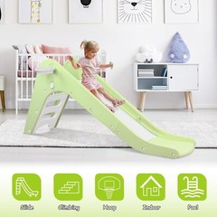 Toddler Slide Playset Kids Slide Climber Indoor Playground W/ Basketball Hoop