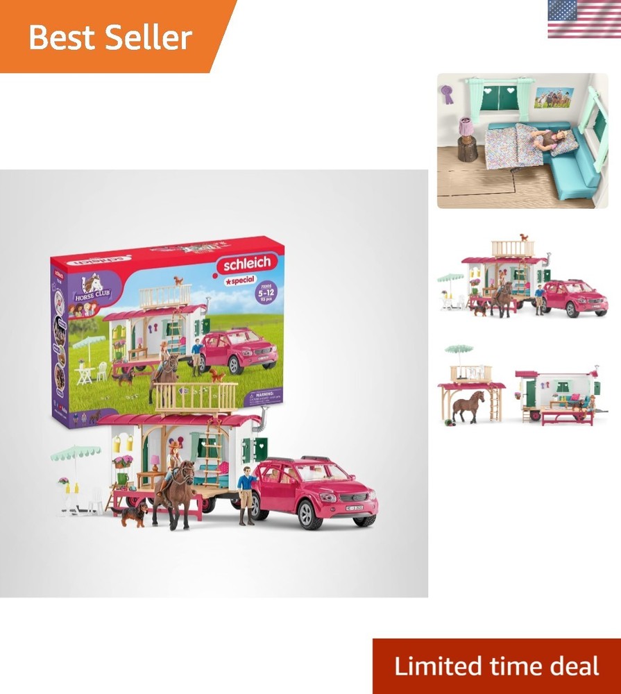 113PC Interactive Camping Trip – Car and Camper Caravan Playset …
