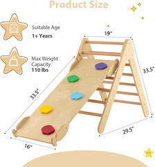 Pikler Triangle Set 3 in 1 Climbing Toys for Toddlers Foldable Wood Montessori B