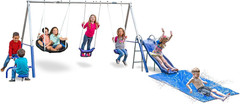 Free N’ Swing plus with 5′ Water Slide and 6′ Sliding Tarp – 7 User / 5 Station,