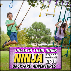 Ninja Warrior Obstacle Course for Kids – Ultimate Outdoor Fun 2X55 Ft Ninja Slac