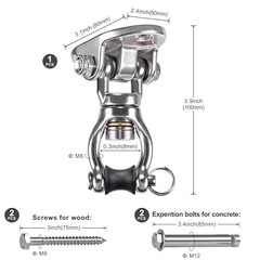 Heavy Duty Swing Hanger with Bearing Swivel, 1200 LB Capacity, Stainless Steel H