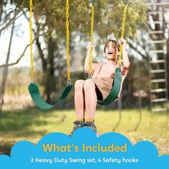2 Pack Green Swing Seats Heavy Duty W/ 66″ Chain Swing Set Accessories