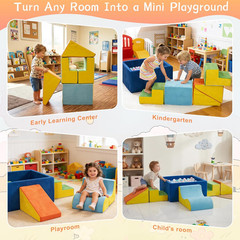 Soft Foam Climbing Blocks with Ball Pit, 6PCS Color Indoor Climbing Toys for Tod