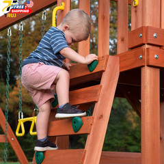 Kids Cedar Wood Swing Set Outdoor Playground Slide Ladder Playhouse FAST SHIPPIN