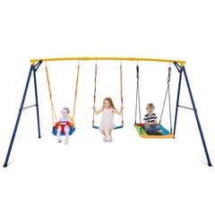 3-in-1 Kids Swing Set 660 LBS Carbon Steel Swing Frame w/Belt Swing for Toddlers