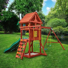 SWING SET PLAYSET OUTDOOR PLAYGROUND WOODEN BACKYARD EQUIPMENT CHILDREN PLAY NEW