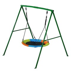 Colorful Saucer Swing Set: 40in Seat, Powder-Coated Steel A-Frame, 440lb Rating