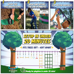 Ninja Warrior Obstacle Course for Kids – Ultimate Outdoor Fun 2X55 Ft Ninja Slac