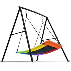 440lbs Heavy Duty A-Frame Metal Stand with 60″ Large Platform Swing for Outdoor