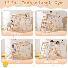 12in1 Toddler Playground Foldable Climbing Slide Swing Monkey Bars