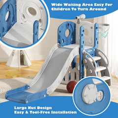 6-in-1 Toddler Slide and Climber Playset with Basketball Hoop and Telescope