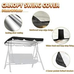 Patio Swing Canopy Replacement Top, 65×45/75×45/78×47/85×45 Outdoor 2/3 Seate…