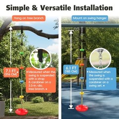 Rope Swing for Tree Disc Swings Tree Swing for Kids Single Disc Red Disc Swing