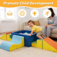 Soft Foam Climbing Blocks with Ball Pit, 6PCS Color Indoor Climbing Toys for Tod