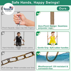 Heavy Duty Swing Seat with Adjustable Rope, 300Lbs Capacity Non-Slip Plastic Tre