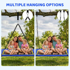 60” Rectangle Platform Tree Swing for Kids and Adults, Giant Flying Swing with