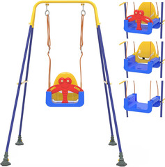 3-In-1 Toddler Swing Set, Baby Swing with Safety Belt, Indoor/Outdoor, Easy to A