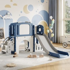 8-in-1 Toddler Slide Indoor & Outdoor Playground Playset for Kids-Includes Cl…