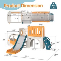 9 in 1 Indoor Slide for Toddler – Freestanding Baby Slide, Playground Slide, Bus