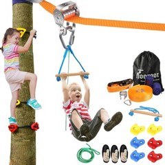 hooroor Slackline Pulley with 52FT Zipline, Tree Climbing Holds, Monkey Bar, …