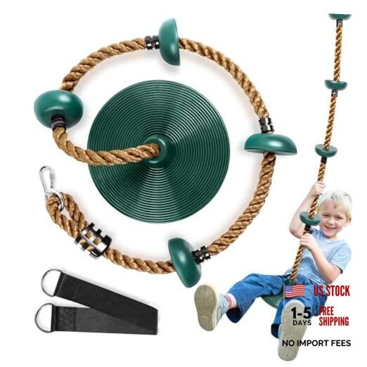 Climbing Rope Tree Swing with Platforms and Swing Seat Outdoor Green-brown Rope