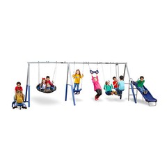 XDP Recreation Fun All Mighty Swing Set w/See Saw, Super Disc, Swings, & Slide