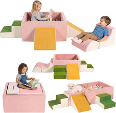 Pink Foam Climbing Blocks Set for Toddlers – Indoor Play Gym 6PCS
