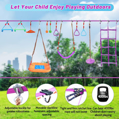 Ninja Warrior Obstacle Course for Kids,2X56Ft Slackline with 12 Accessories,Sauc