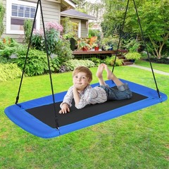 60″ Kids Giant Tree Rectangle Swing 700 lbs w/ Adjustable Hanging Ropes Blue