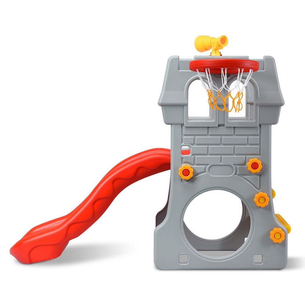 Costway Kids Climber Slide Play Set w/Basketball Hoop Telescope Toy Boy Girl