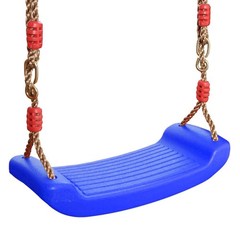 Plastic Swing Seat with Adjustable Rope, 220 lb Capacity Blue